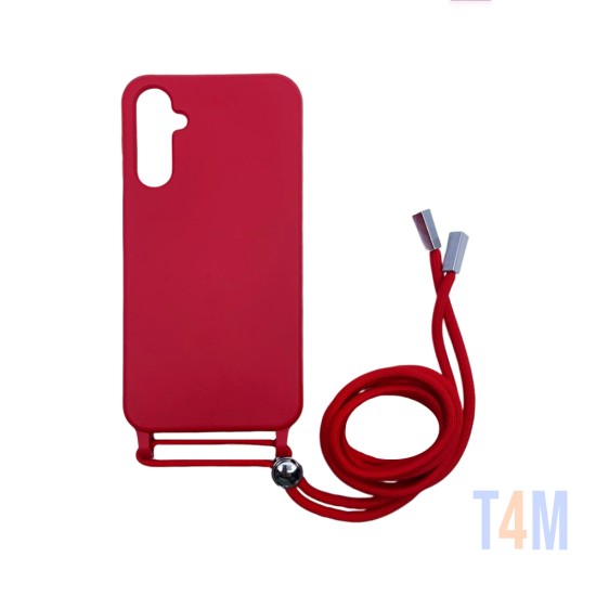 Silicone Case with String for Samsung Galaxy A54 5g Red